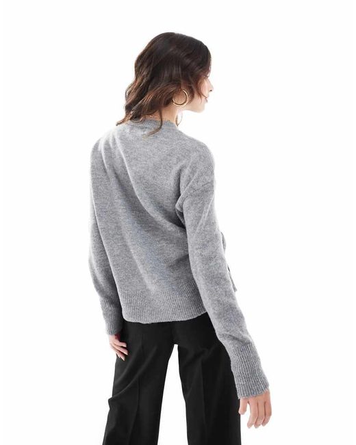 Pieces Gray Round Neck Jumper