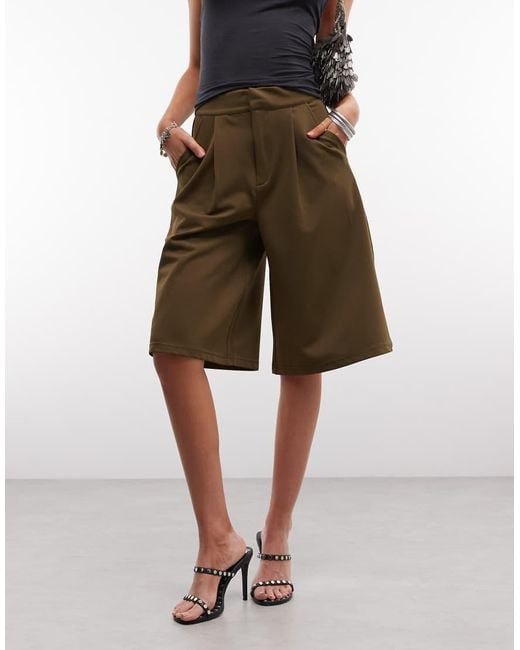 ASOS Natural Slinky Twill Tailored Bermuda Short
