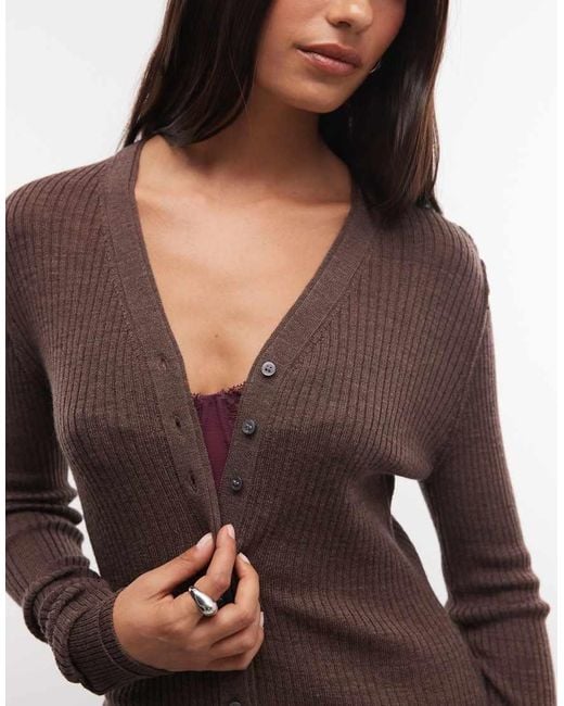 Weekday Blue Merino V Neck Cardigan