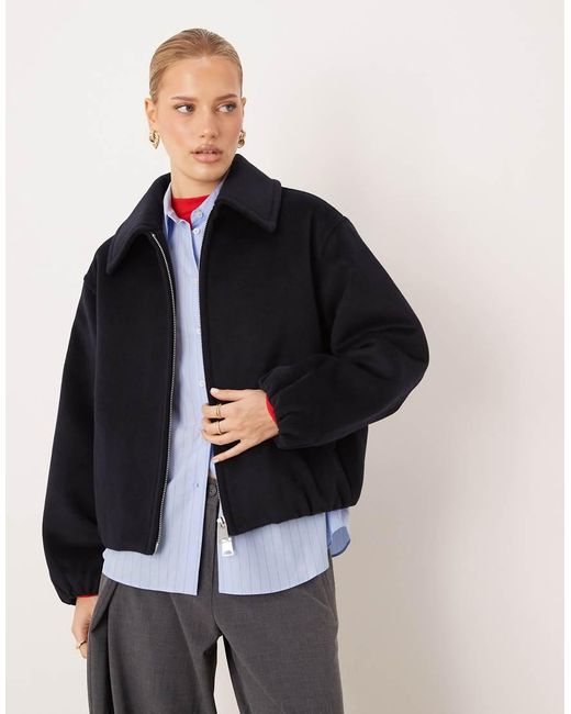 Mango Blue Oversized Puffball Harrington Jacket