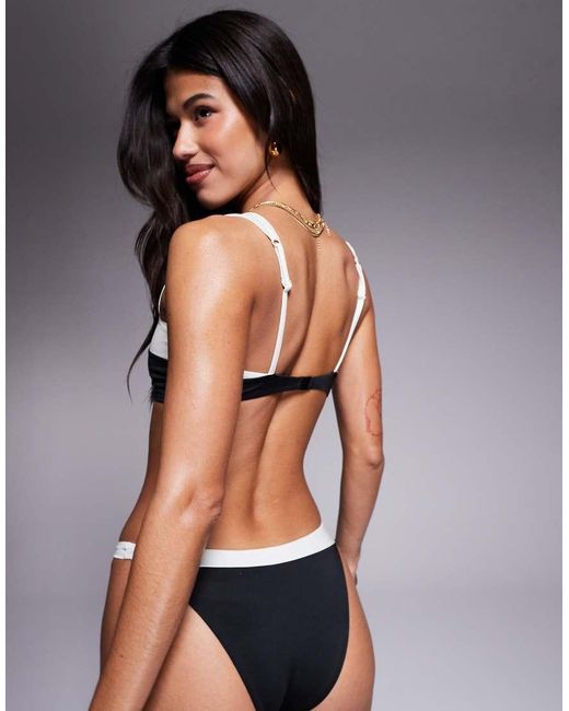 ASOS Black Connie Contrast V Wire Scoop Bikini Top