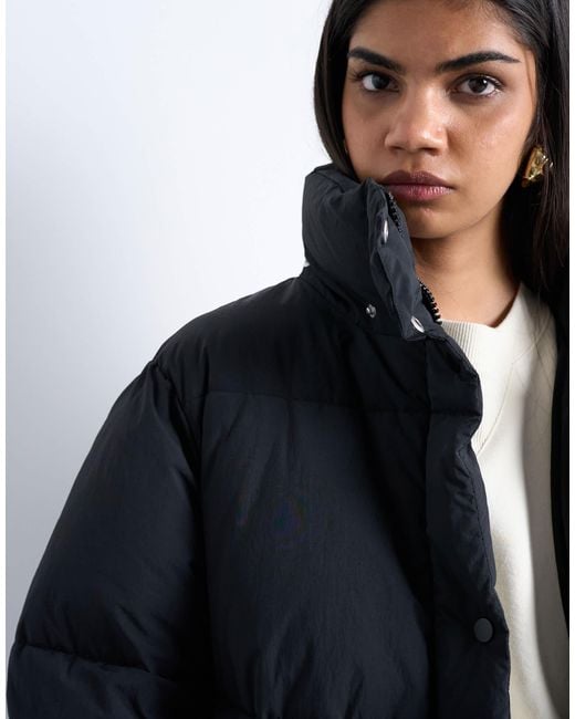 TOPSHOP Blue Ultimate Longline Funnel Neck Puffer Jacket