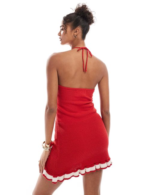 Stradivarius Red Str Knit Mini Dress