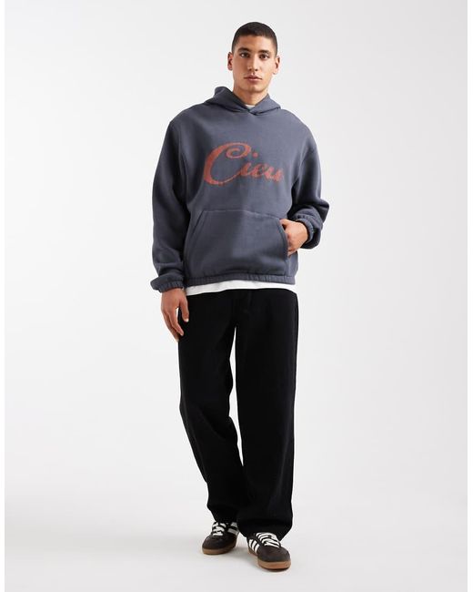 ASOS Blue Relaxed Hoodie With Crackled Print for men