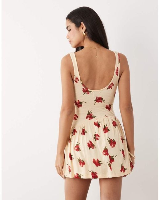 ASOS Natural Crinkle Button Crinkle Mini Dress