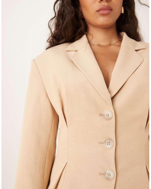 ASOS Natural Linen Blend Cinch Waist Blazer