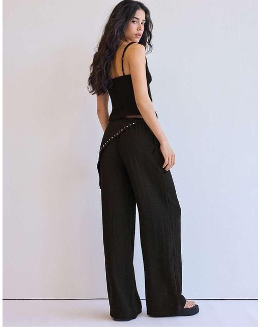 Stradivarius Black Flowing Scarf Trousers