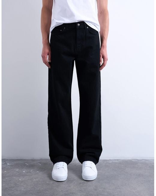 TOPMAN Men's Black Rigid baggy Jean