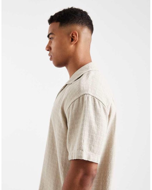 Only & Sons Natural Short Sleeve Linen Textured Shirt for men