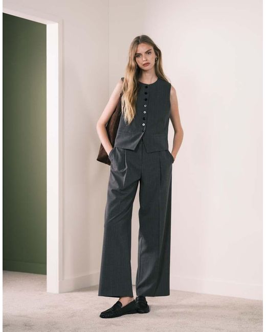 Mango Blue Gabo Tailored Vest With Statement Buttons Co-Ord
