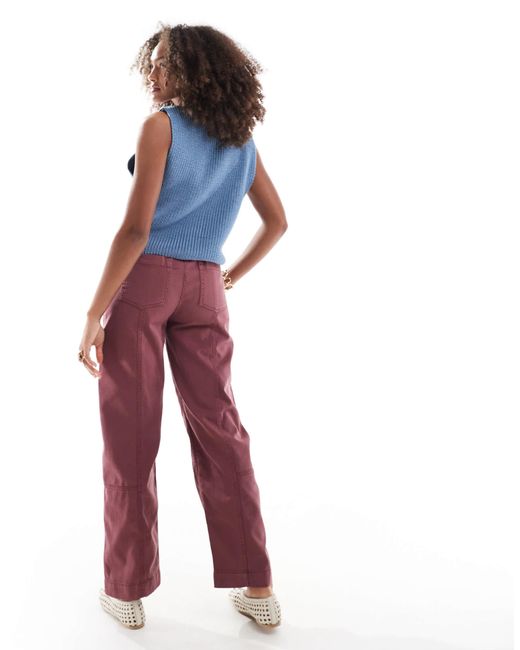 Pantalon bouffant à surpiqûres - prune délavé ASOS en coloris Multicolor