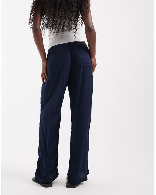 Hollister Blue Low Rise Wide Leg Pull On Pants
