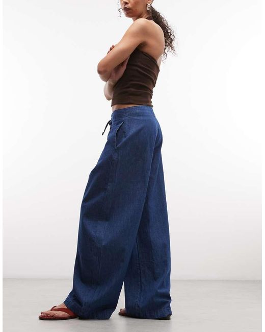 ASOS Blue Lightweight Pull-on Barrel Pants