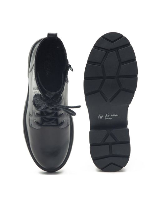 OFF THE HOOK Black Camden Biker Leather Lace Ups High Boots