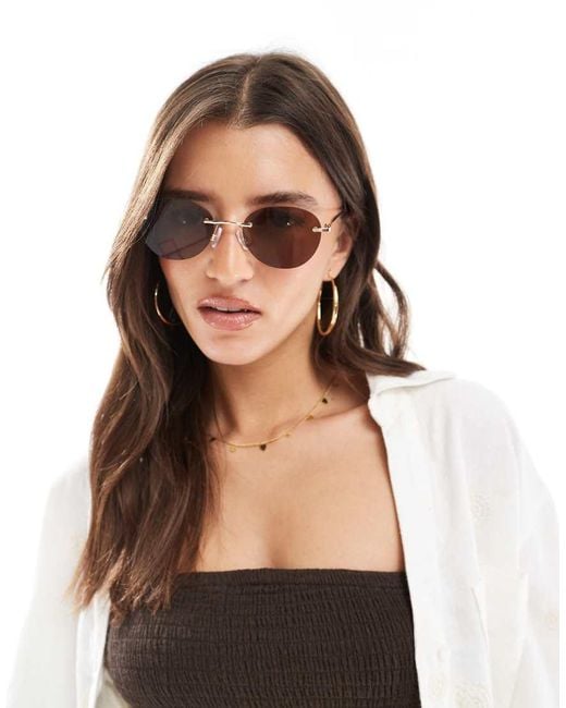 Stradivarius Blue Rounded Sunglasses