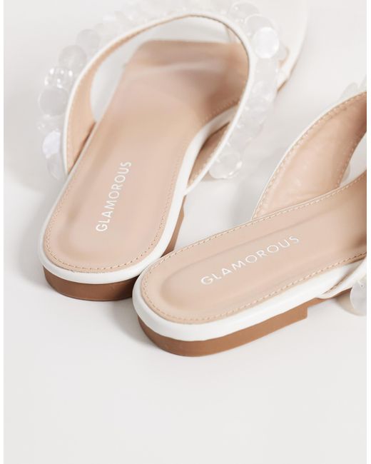 Glamorous White Flip Flops With Shell