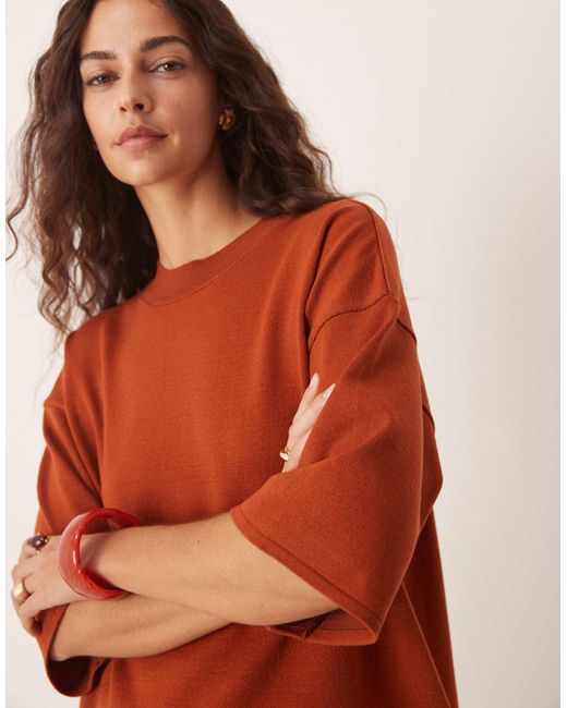 T-shirt structuré en maille - rouille ASOS en coloris Orange