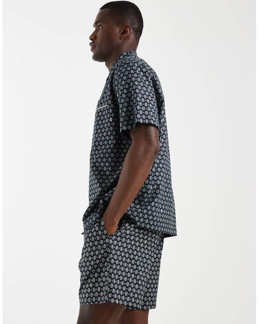 Lacoste Blue Drawstring Monogram Logo Shorts for men