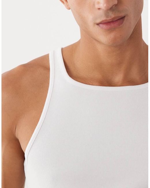 ASOS White Muscle Fit Vest With Square Neck for men