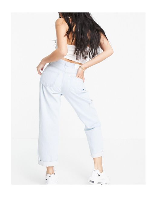 Jeans dad con vita asimmetrica, coloreMissguided in Denim di colore Blu |  Lyst