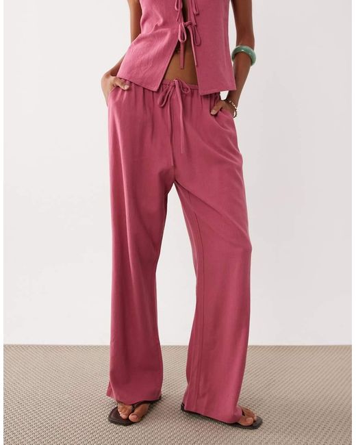 Miss Selfridge Red Linen Look Pull On Trouser