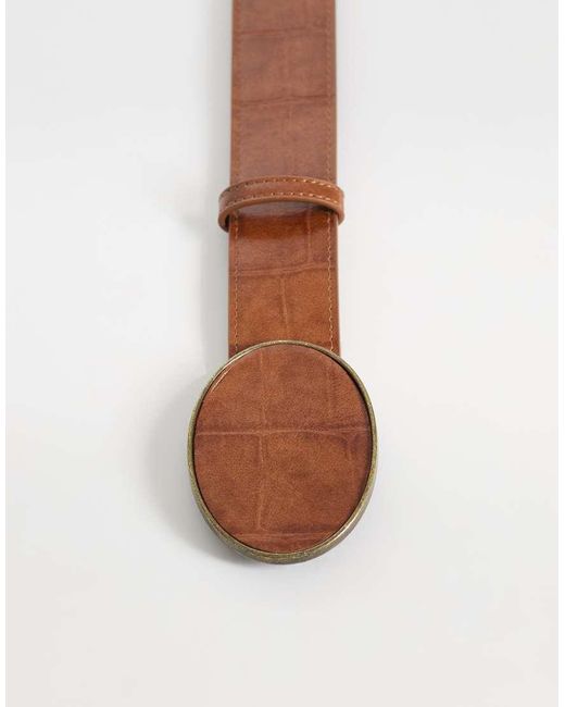 ASOS Brown Waist And Hip Jeans Belt With Covered Oval Buckle