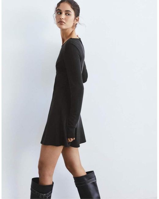 Pull&Bear Black Short Dress With Fluid Hem