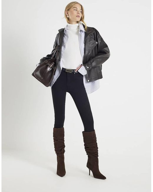 River Island White Molly Mid Rise Sculpt Skinny Jeans