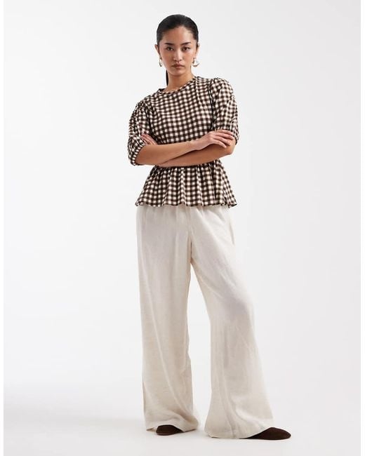 Threadbare White Jersey Puff Sleeve Peplum Top
