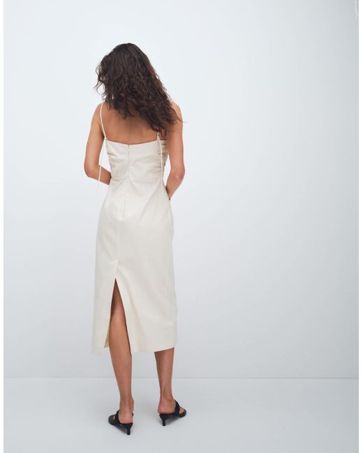 topshop white midi dress Topshop tie front embroidered midi dress in white