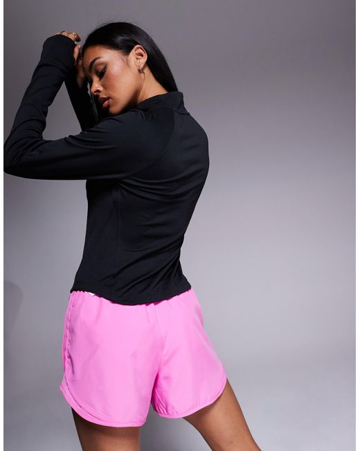 Tempo - t-shirt à col zippé et manches longues en tissu dri-fit Nike en coloris Black