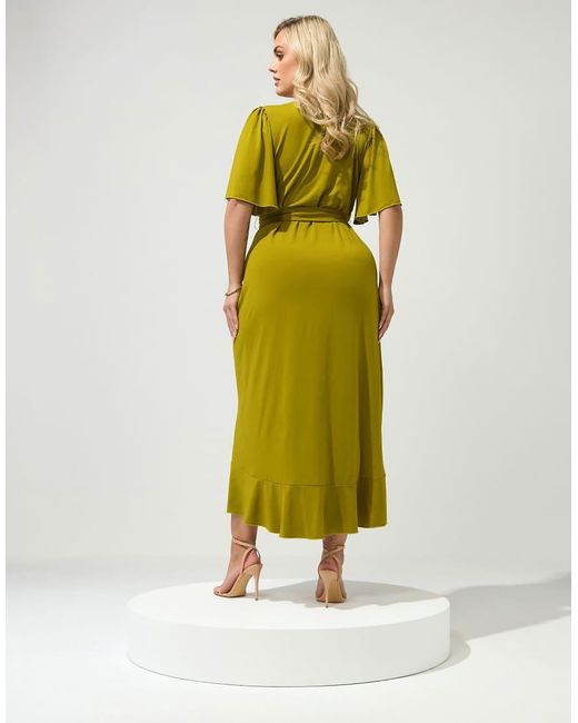 Yours Clothing Green Ruffle Hem Wrap Dress