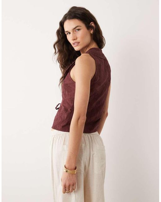 Miss Selfridge Embroidered Tie Front Vest