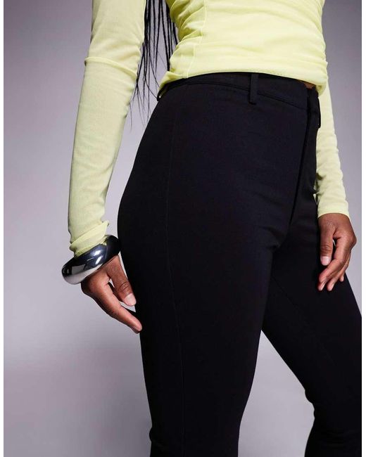 Pantalones De Campana Negros Con Cinturilla Sartorial De Punto Roma Premium De ASOS de color Blue