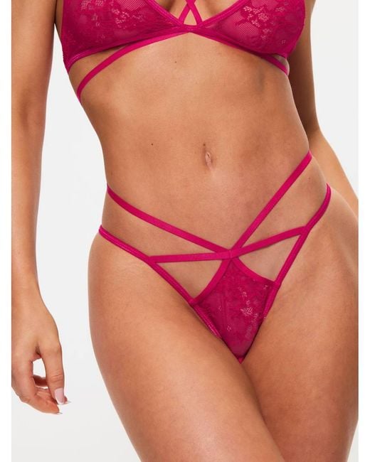 Ann Summers Pink Daring Tease Lace Crotchless Lingerie 2 Piece Set