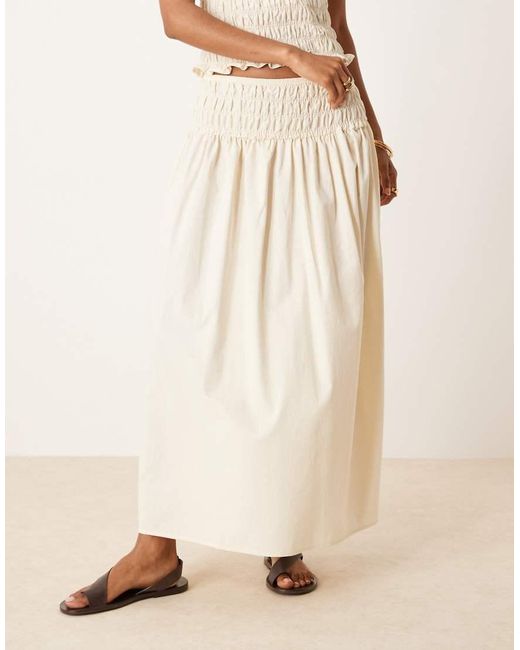 ASOS Natural Shirred Waist Maxi Skirt