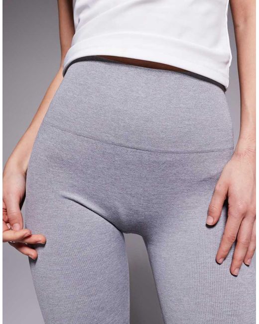 4505 Purple Petite Seamless Baby Rib High Waist Gym leggings