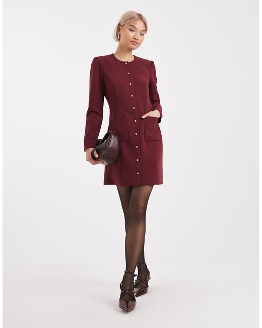 French Connection Red Button Through Tailo Mini Dress