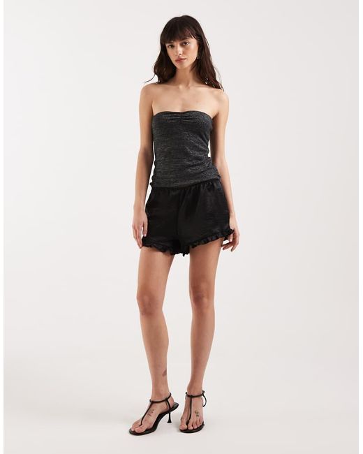 Motel Black Kolisa Ruched Glitter Bandeau