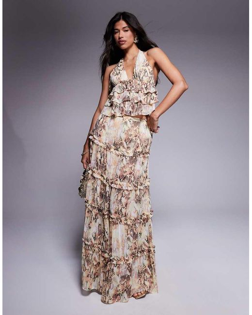 AFRM Multicolor Sabina Tiered Maxi Skirt Co-Ord With Built