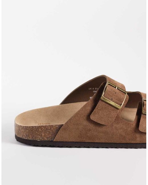 ASOS Natural Two Strap Sandals With Cork Soles for men