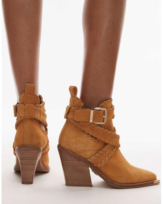 Bronx Brown New-kole Buckle Western Ankle Boots