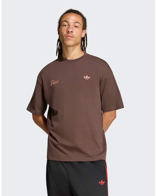 Adidas Originals Brown Paris Gfx Tee for men