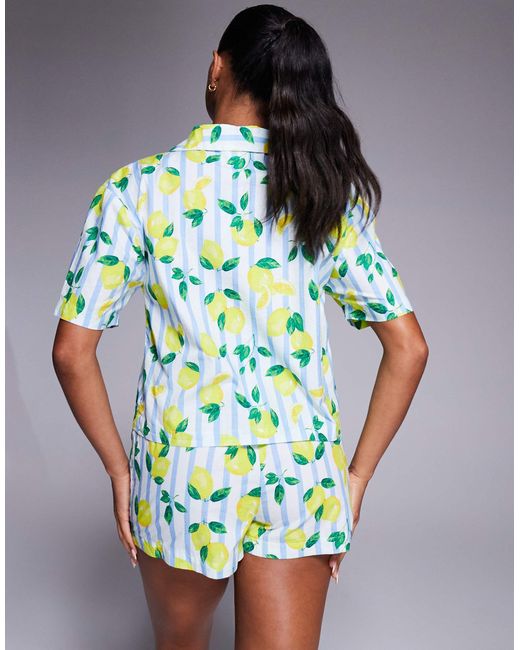 River Island White Shirt And Shorts Pyjama Set