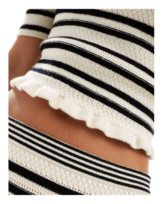 ASOS White Knitted Stripe Bardot Top