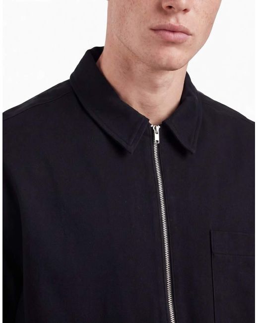 ASOS Black Boxy Oversized Zip Through Shirt for men