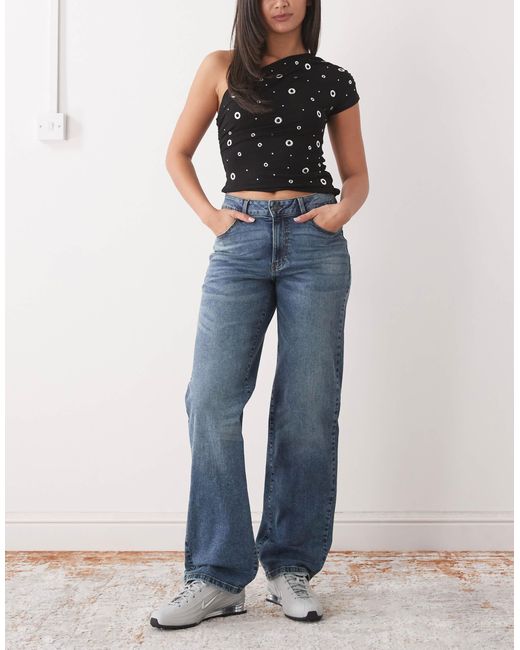 Jean ample à taille basse - foncé Noisy May en coloris Blue