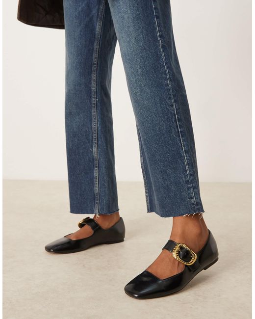 ASOS Blue Linton Square Toe Mary Jane Ballet Flats