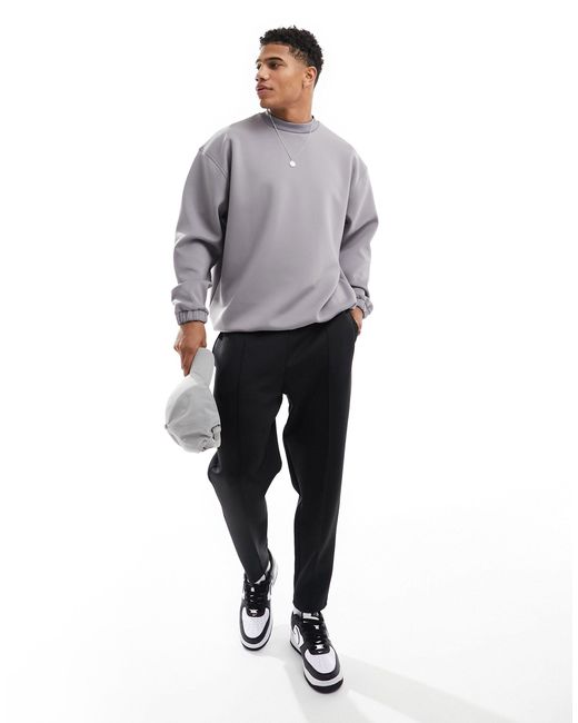 ASOS Gray Oversized Scuba Sweatshirt for men