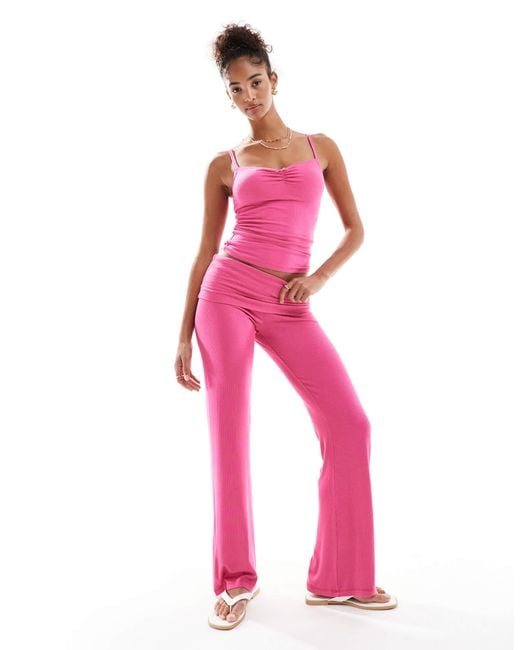 Cotton On Pink Cotton On Sleep Recovery Roll-waist Lounge Trousers Co-ord